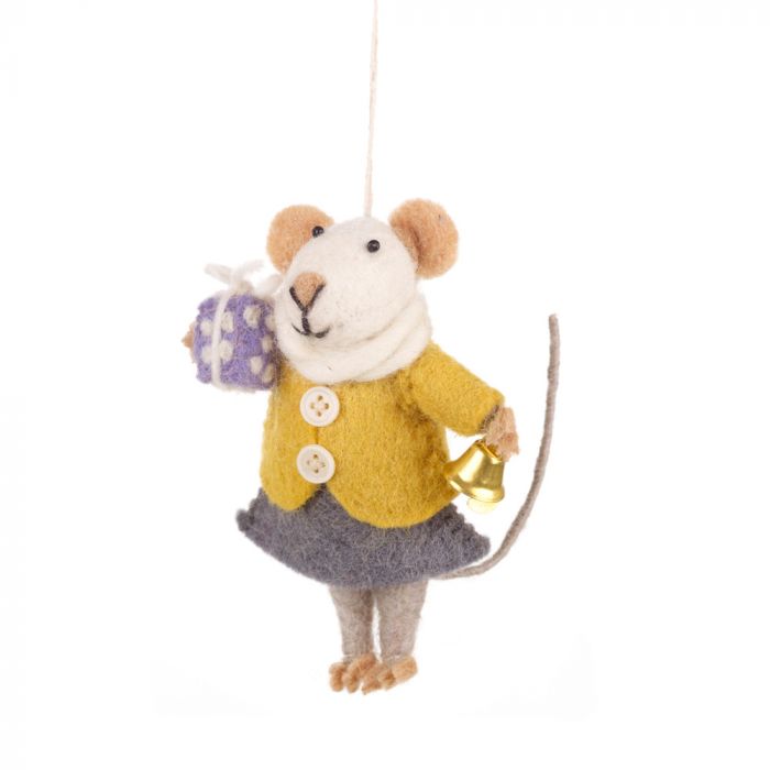 Felt So Good Handmade Felt Agnes Mouse Christmas Decoration