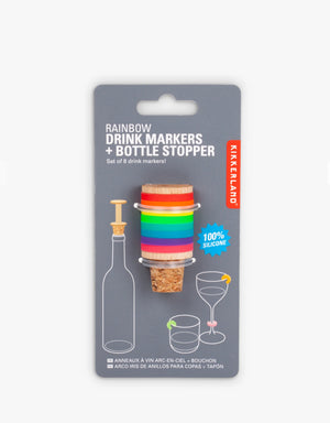 Kikkerland Rainbow Drink Markers + Bottle Stopper