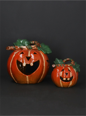 Gisela Graham - Ceramic Pumpkin Nitelite Ornament Set of 2