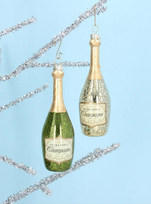 Gisela Graham - Champagne Bottle Glass Decorations