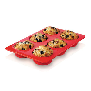 Zeal - Red Silicone Large Muffin Mould 6 Cup
