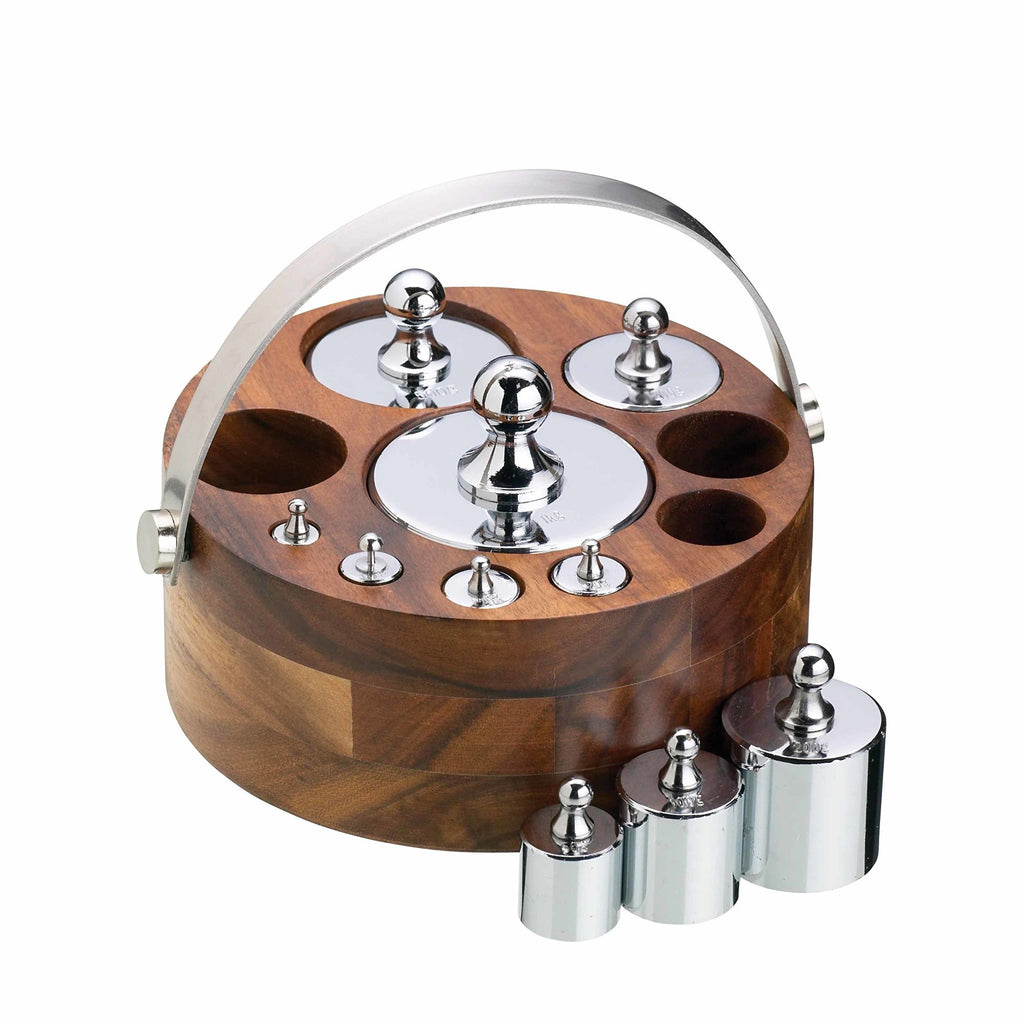 Living Nostalgia 10 Piece Metric Weight Set with Wood Stand