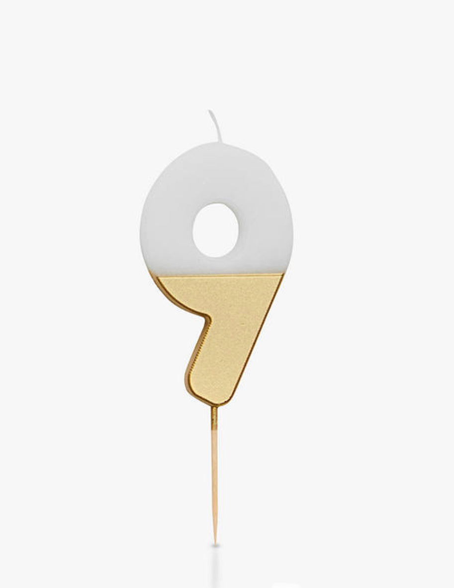 Talking Tables - We Heart Birthdays Gold Candle Number 9