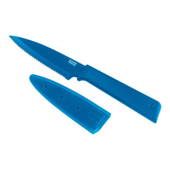 Kuhn Rikon Colori+ Serrated Paring Knife Blue with Sheath