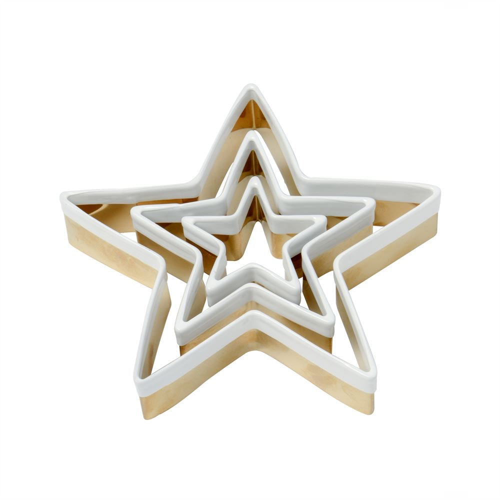 Eddingtons Christmas Brass Star Cookie Cutters Set of 3 with White Top