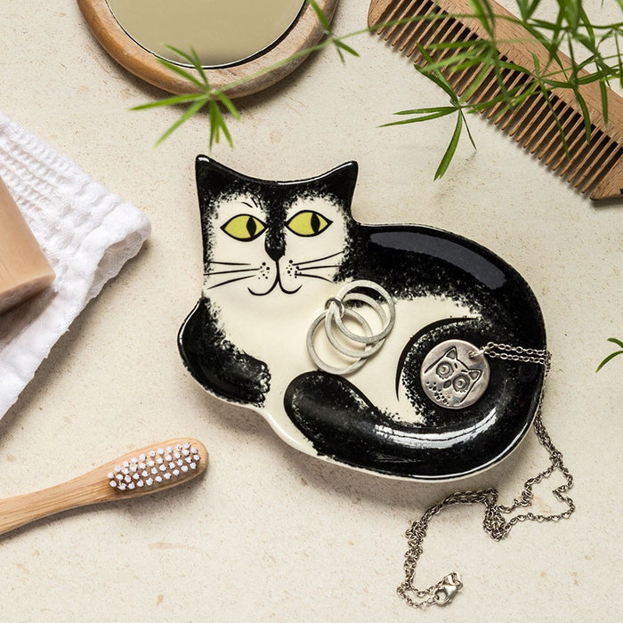 Hannah Turner - Black and White Cat Trinket Dish