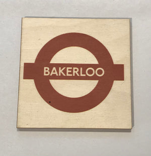 The Sugar Shed TFL Bakerloo Wooden Coaster