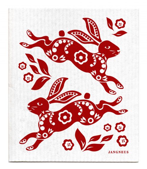 Jangneus - Burgundy Hare Dishcloth
