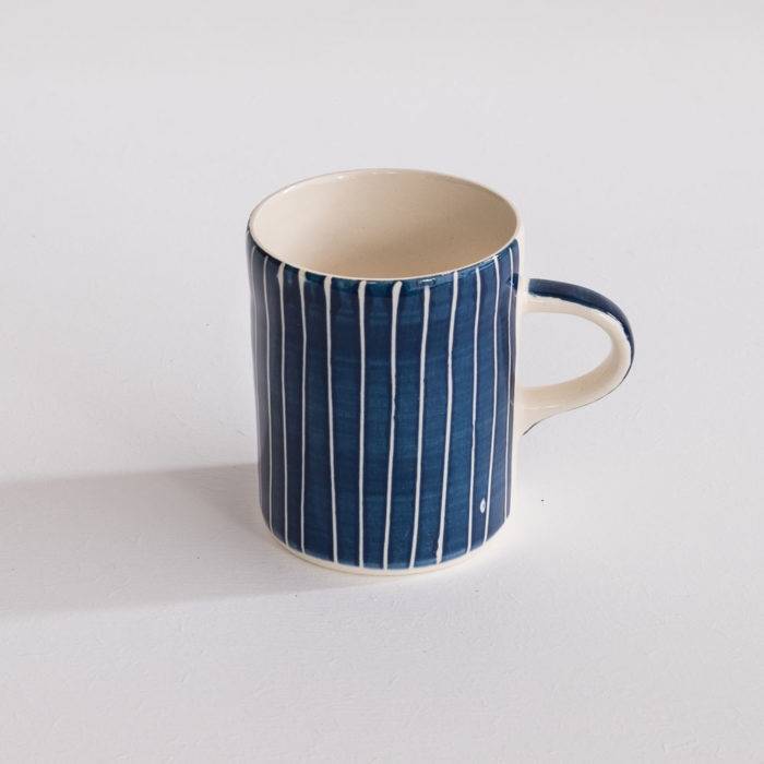Musango Sgrafitto  Stripe Demi Mug - Blue