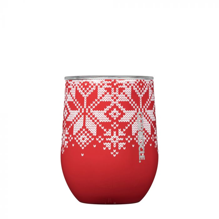 Corkcicle Stemless 355ml Fairisle Red