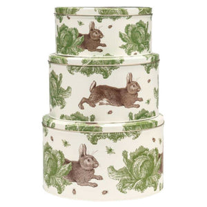 Thornback & Peel - Set of 3 Cake Storage Tins - Rabbit & Cabbage