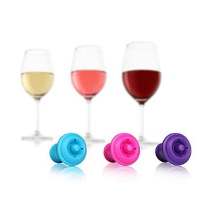 Vacuvin- Three Coloured Wine Stoppers Set Of 3