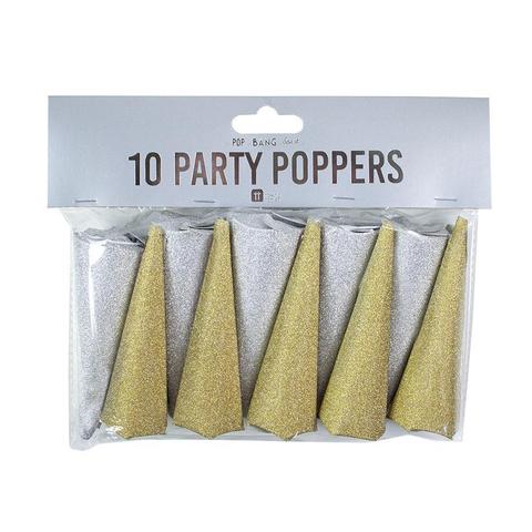 Talking Tables - Metallic Gold and Silver Glitter Paper Poppers