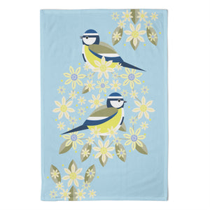I Like Birds Blooms Tea Towel Blue Tit