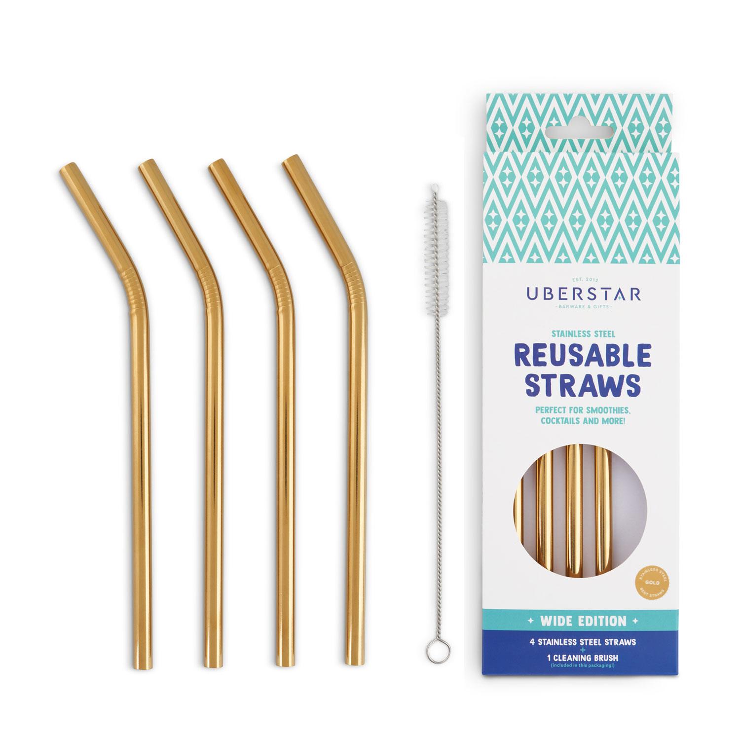Uberstar - Reusable Straws 4 in a pack - Gold