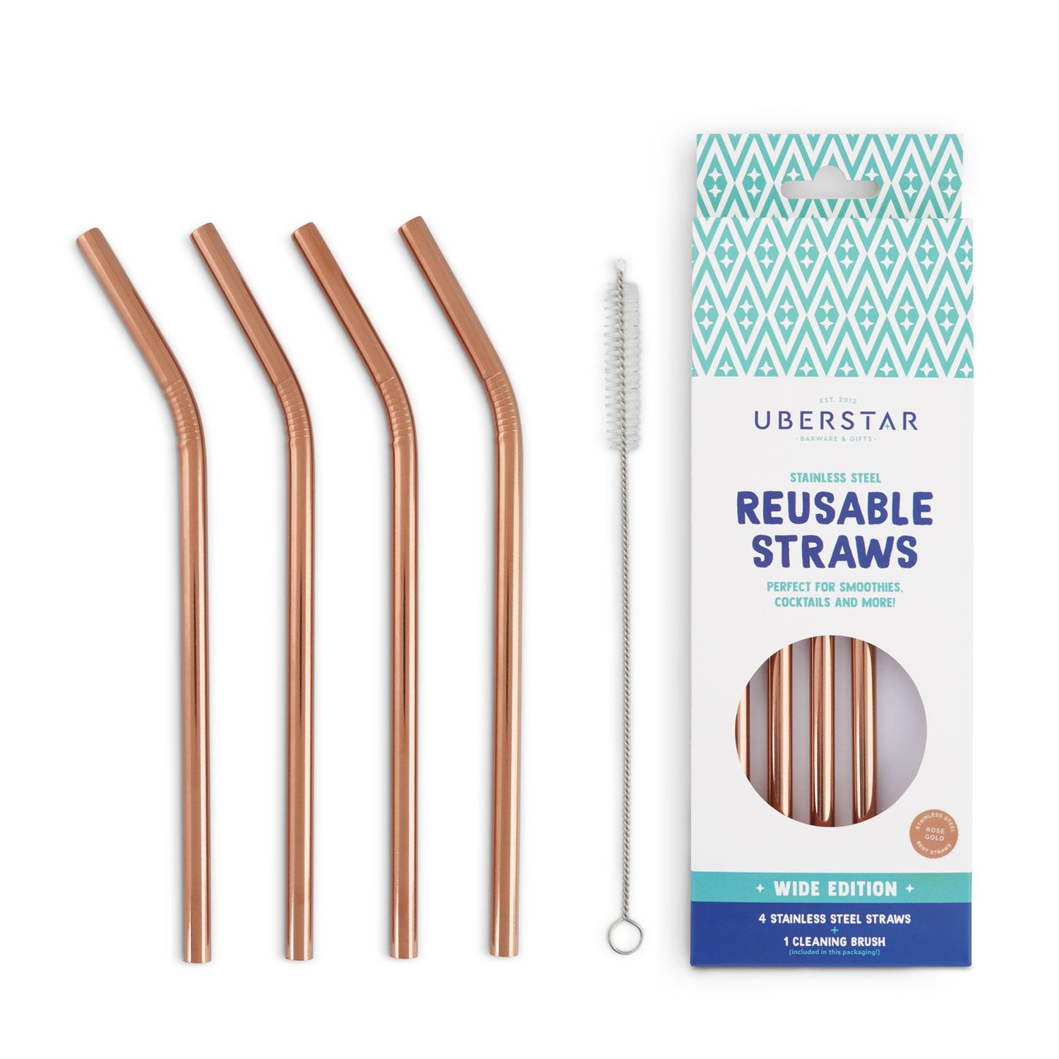 Uberstar - Reusable Straws Rose Gold 4 in a Pack