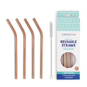 Uberstar - Reusable Straws Rose Gold 4 in a Pack