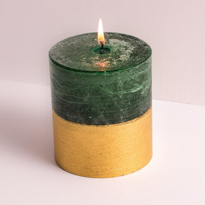 St Eval Candle Co - Winter Thyme Gold Half Dipped Pillar Candle