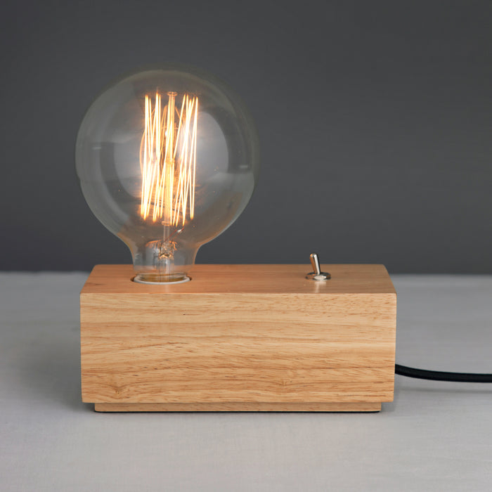 Amber Bright - Wood Block Table Light (bulb not included)