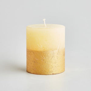 St Eval Candle Co - Ivory Inspiritus Gold Dipped Candle 3.5" x 4"